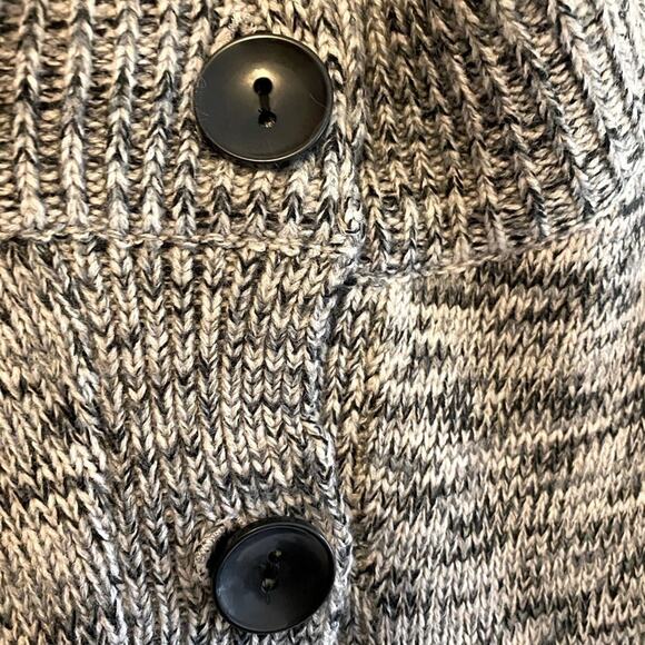 The Limited Black Gray Tight Knit Short Mock Neck Sleeve Button Up Cardigan M - Picture 4 of 6